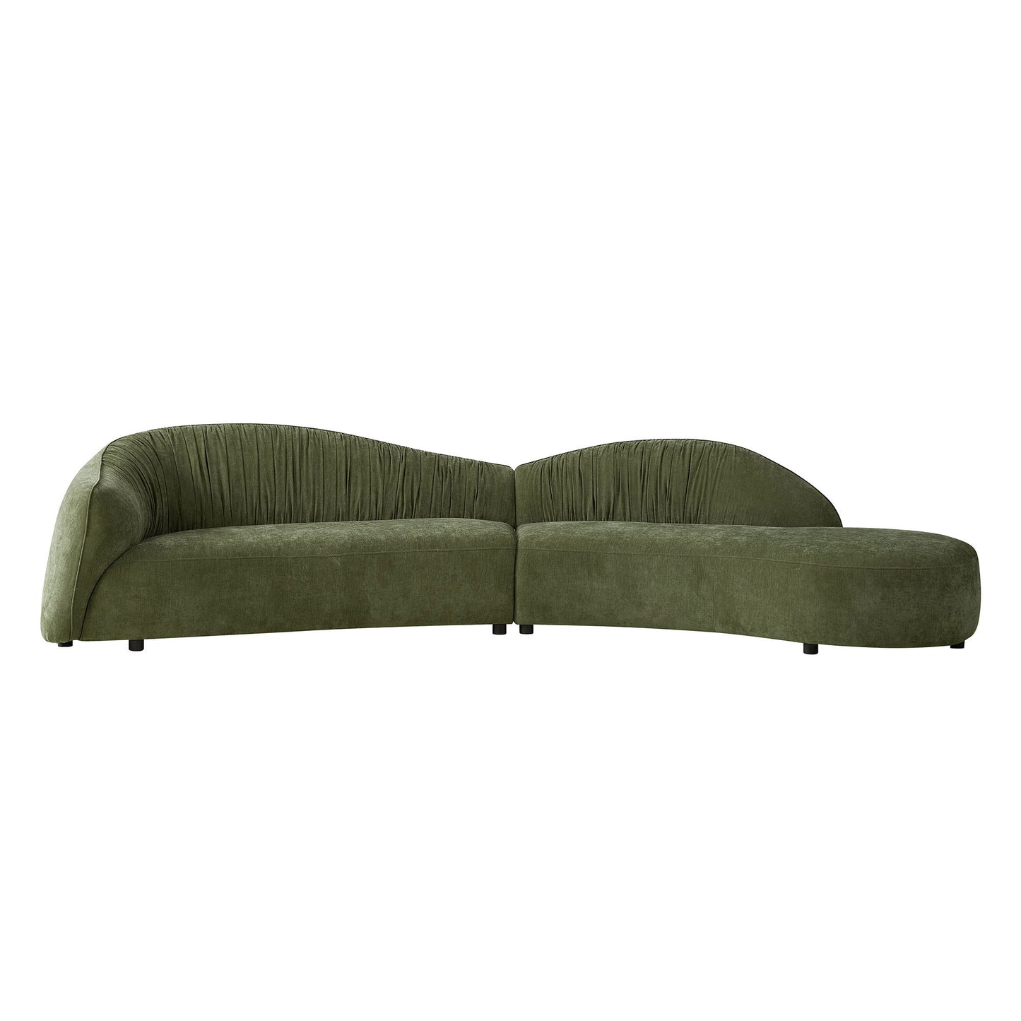 145.67   Mid-Century Upholstered Comfy Couch With Facing Chaise Right For Livingroom,Bedroom, Apartment, Home Office GREEN