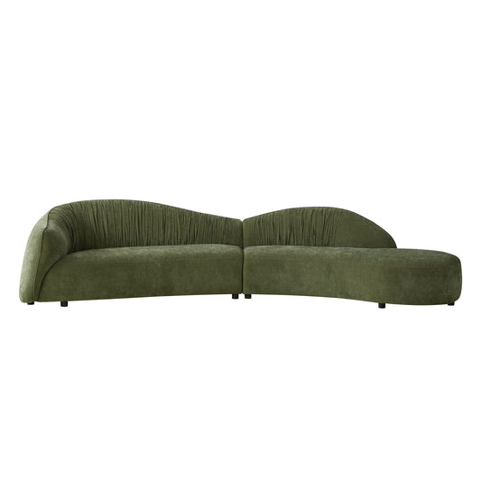145.67   Mid-Century Upholstered Comfy Couch With Facing Chaise Right For Livingroom,Bedroom, Apartment, Home Office GREEN