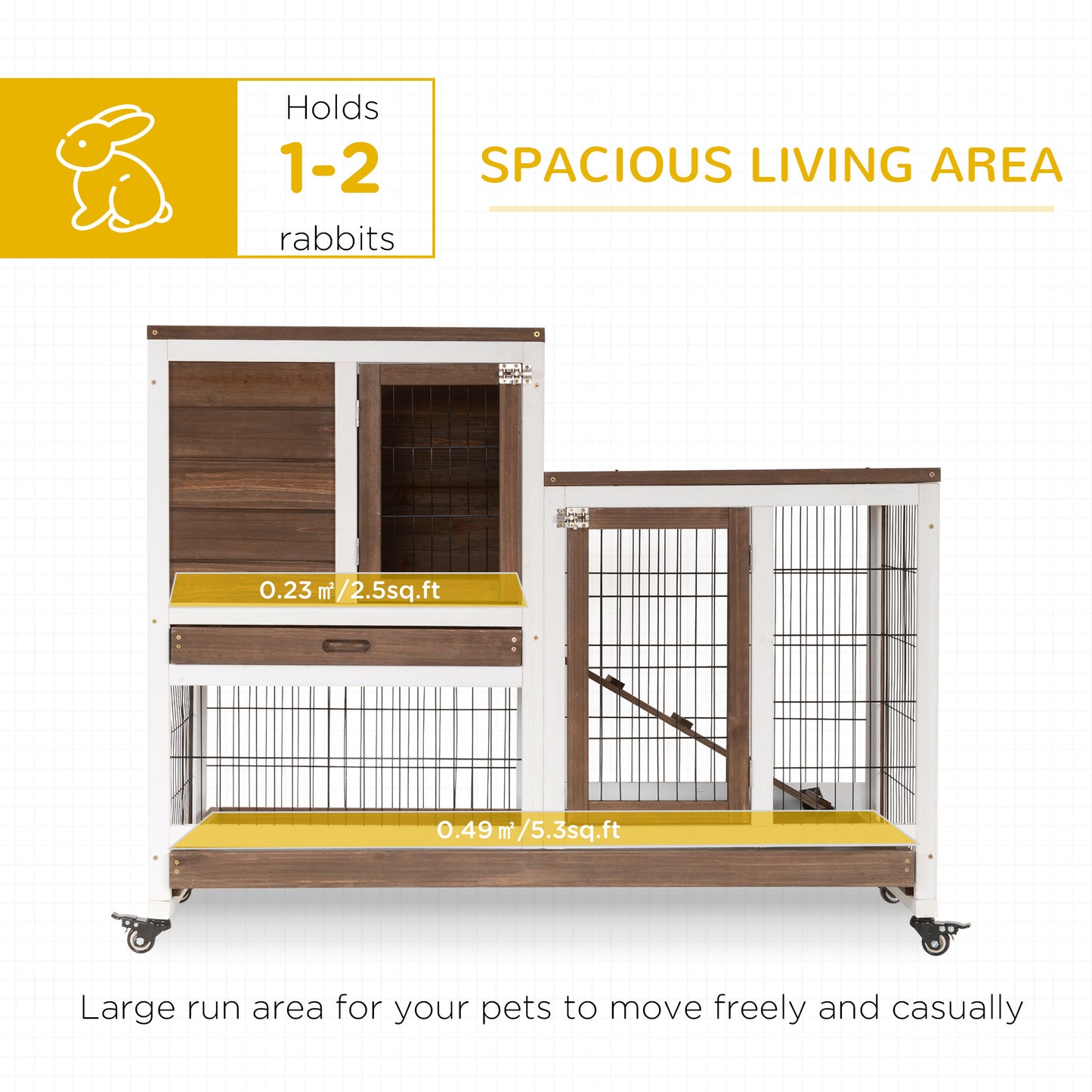 Wooden Rabbit Hutch Elevated Bunny Cage