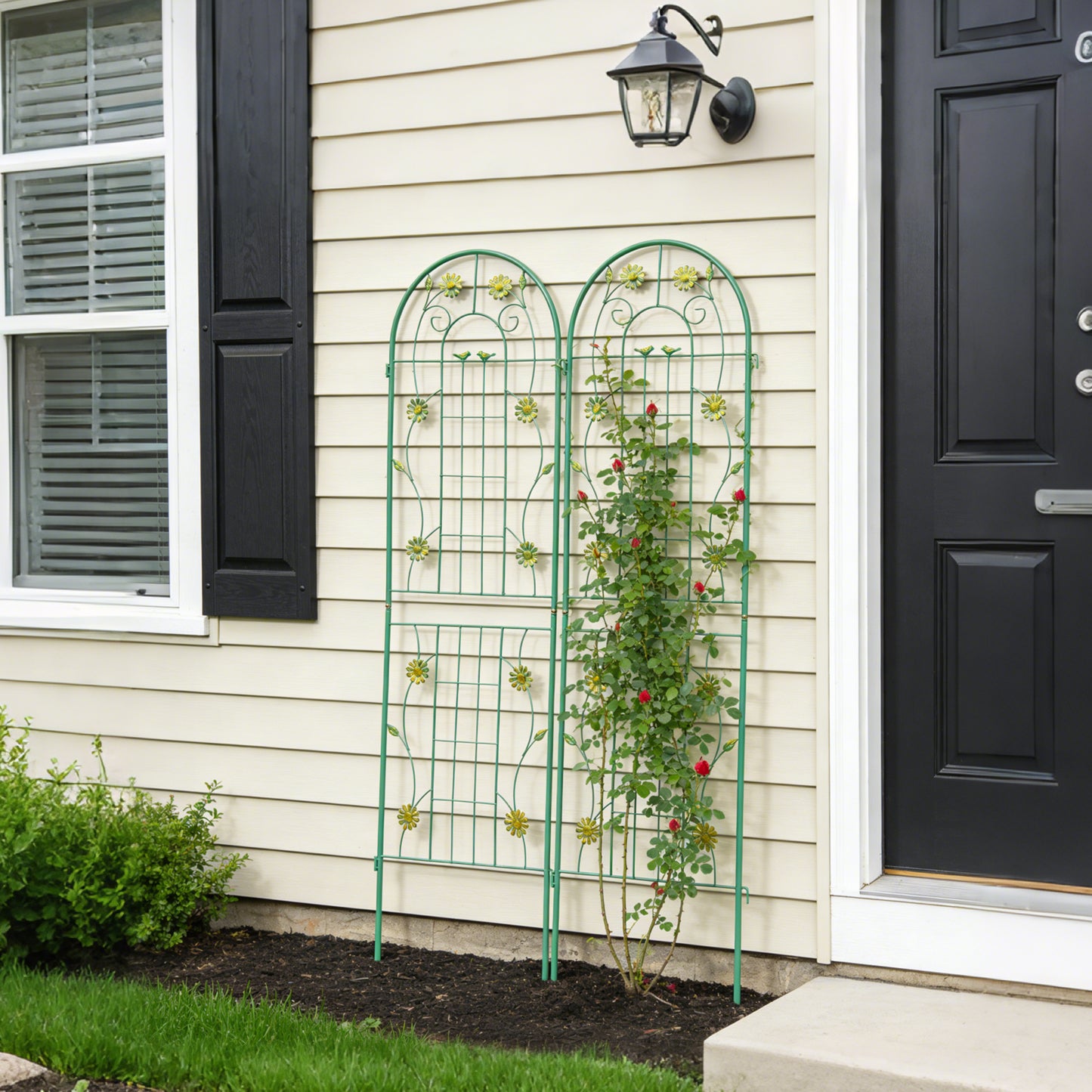 2 Pack Metal Garden Trellis 71  X 19.7  Rustproof Trellis For Climbing Plants Outdoor Flower Support Green