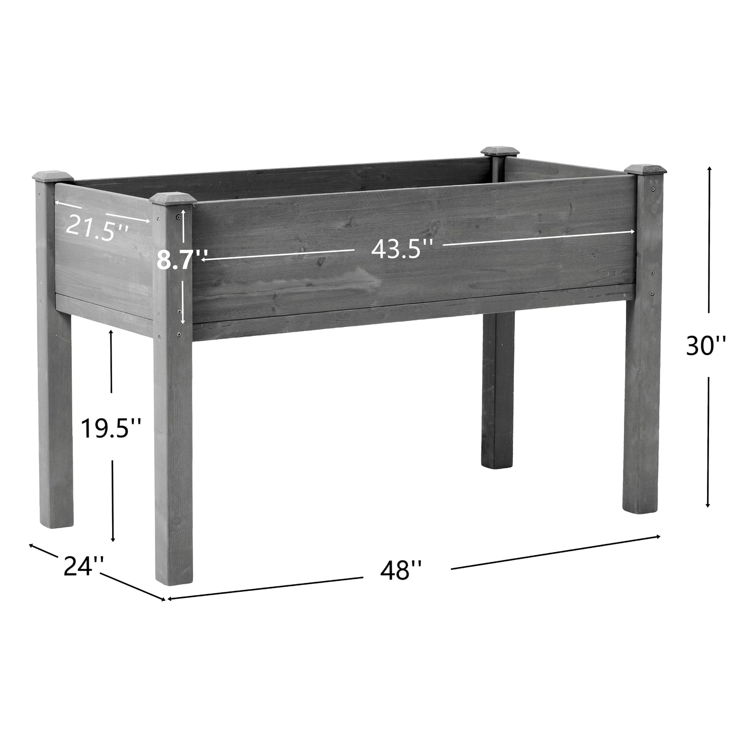 48x24x30 Inch Raised Garden Bed With Legs, Elevated Wooden Planter Box For Outdoor Plants Flowers Fruits Vegetable Herb Growing