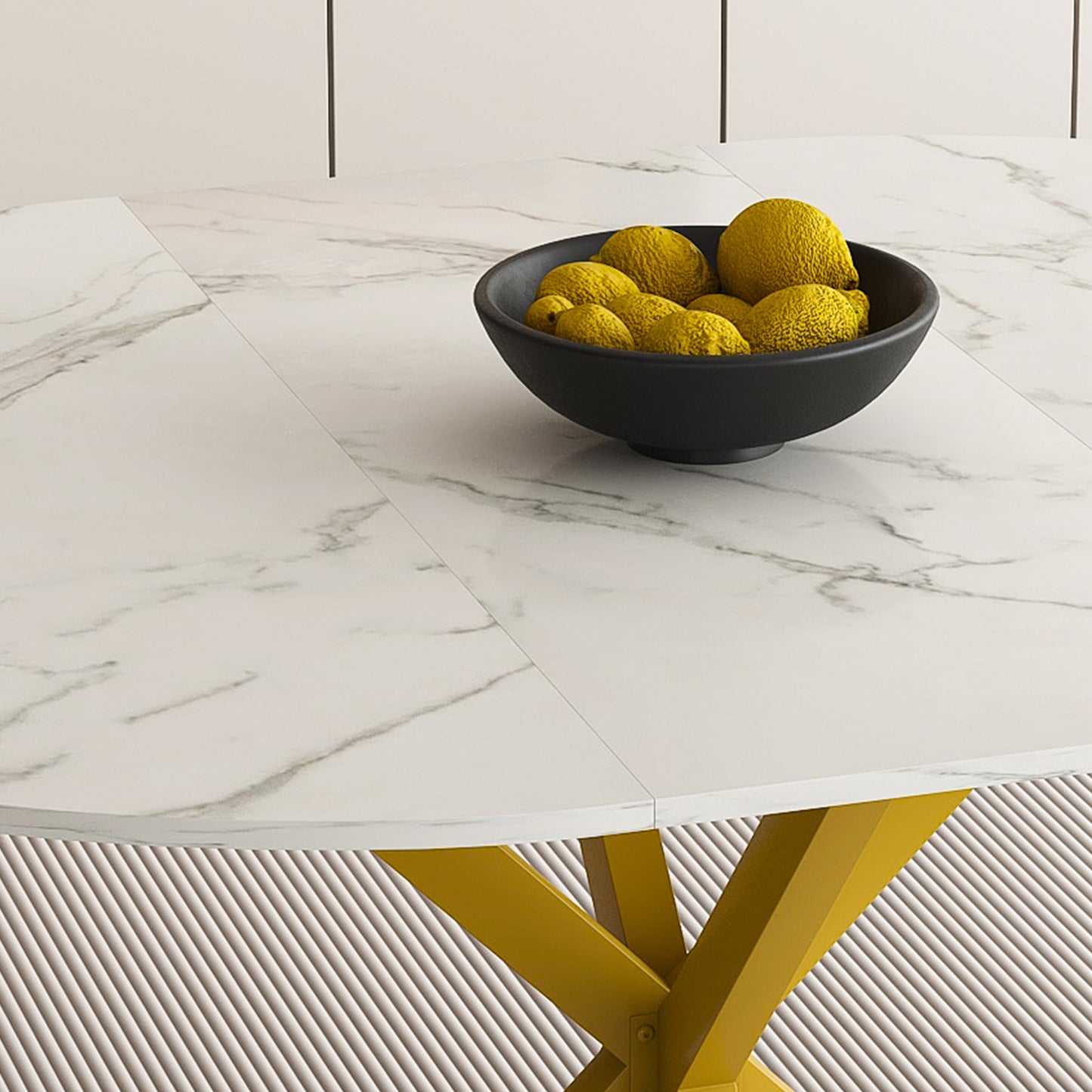 Modern And Simple Round Dining Table With Extendable Blades  Carbon Steel X-shaped Base  Sturdy And Durable  Suitable For Restaurants  Small Apartments And Kitchens  Can Accommodate 4-6 People