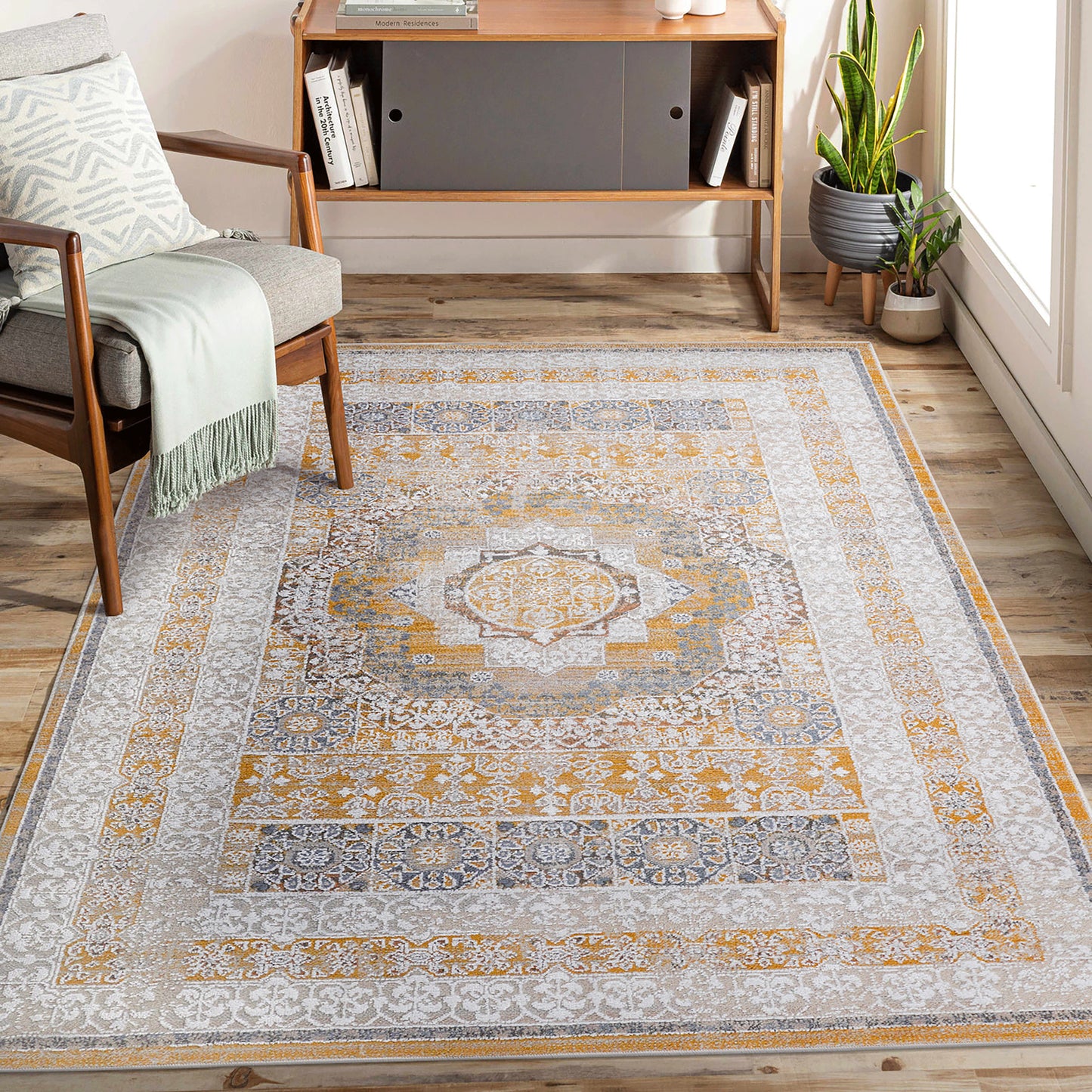PAYAS 6X9 Cream Ivory  Medallion Area Rug