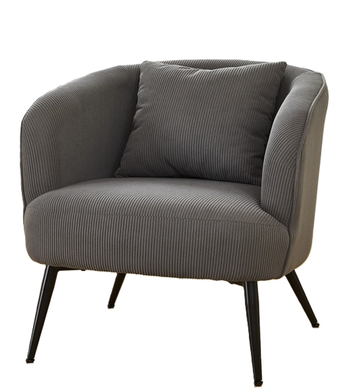 Velvet Accent Chair With Pillow, Modern Upholstered Armchair With Metal Legs, Comfy Barrel Chair For Living Room Bedroom