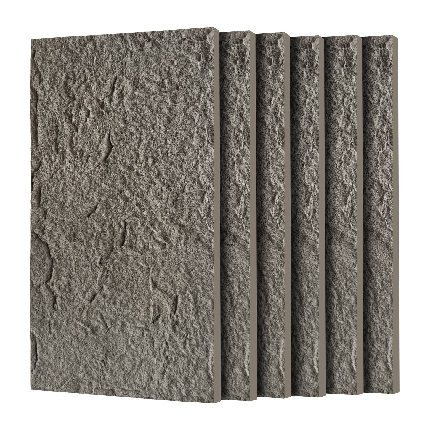 3D Faux Stone Wall Panels, 6 PCS PU Wainscoting Panel For Interior Wall Decor, Flame-resistant & Lightweight & Waterproof, For TV Wall, Office, Living Room,  47.24  X 23.62  Stone Skin  Charcoal Grey