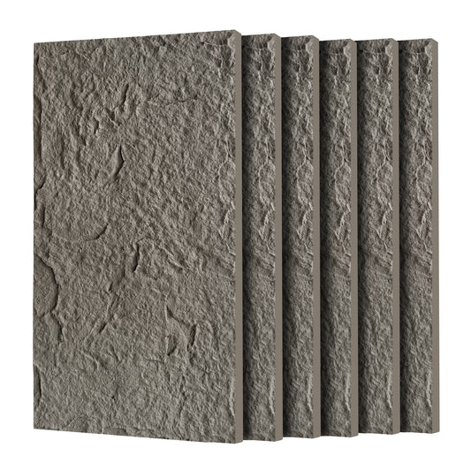 3D Faux Stone Wall Panels, 6 PCS PU Wainscoting Panel For Interior Wall Decor, Flame-resistant & Lightweight & Waterproof, For TV Wall, Office, Living Room,  47.24  X 23.62  Stone Skin  Charcoal Grey
