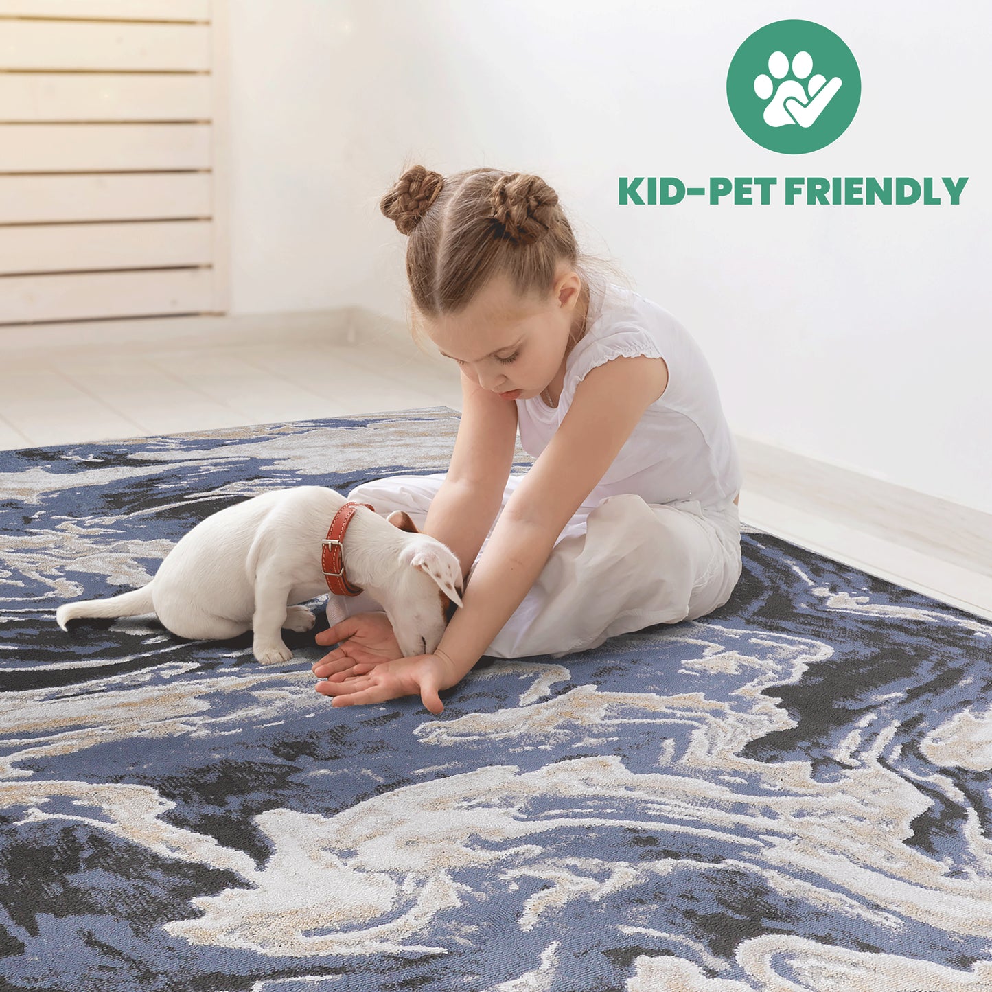 PAYAS C Ollection 2X8 L.Blue  Abstract Runner Rug