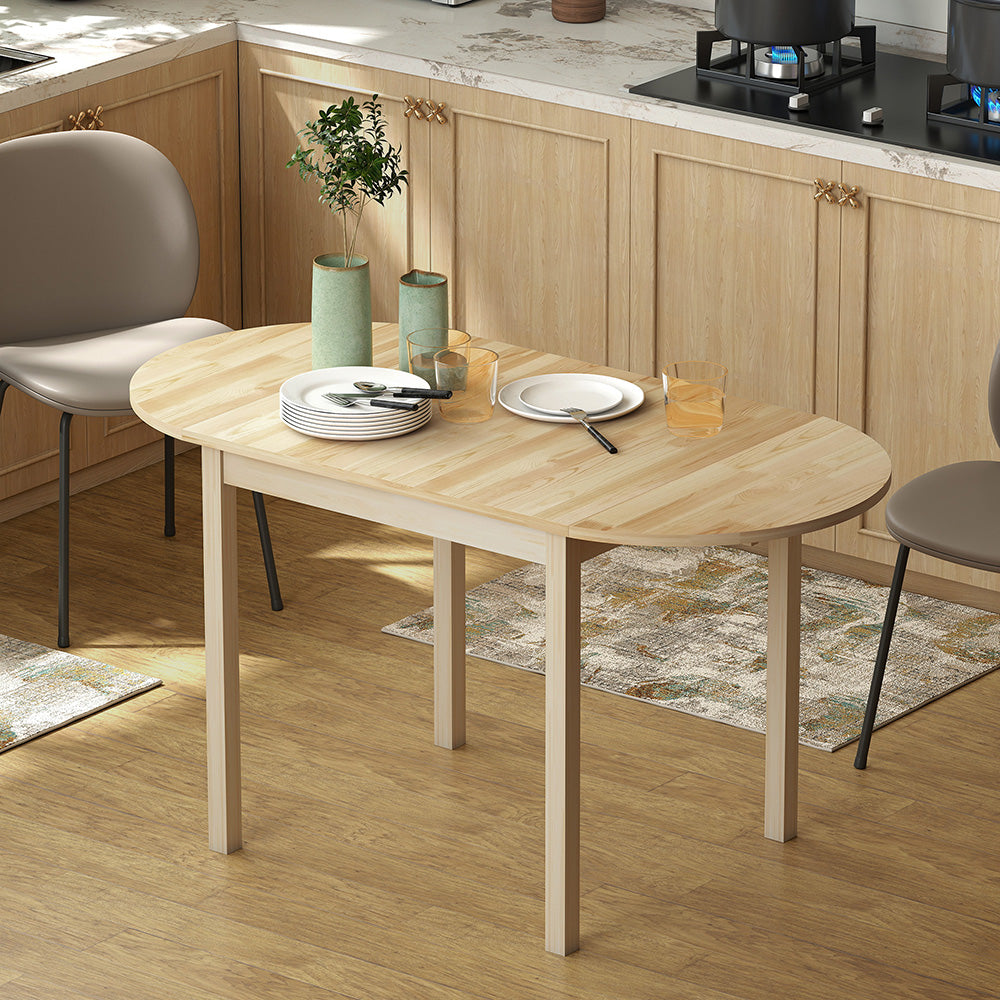 PineWood Kitchen Table, Drop Leaf Tables For Small Spaces Non-slip Foot Pads For Kitchen Dining Room