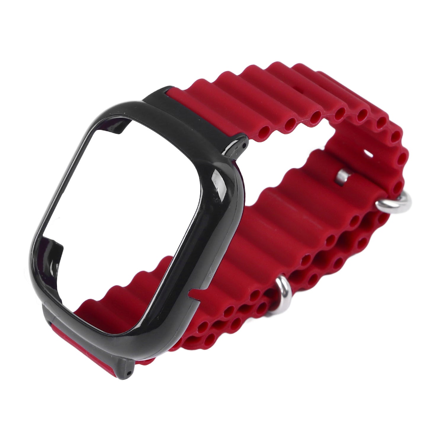 Watch Silicone Strap With Built In PC Case Fashionable Adjustable Wristband For Honor 4 Wine Red