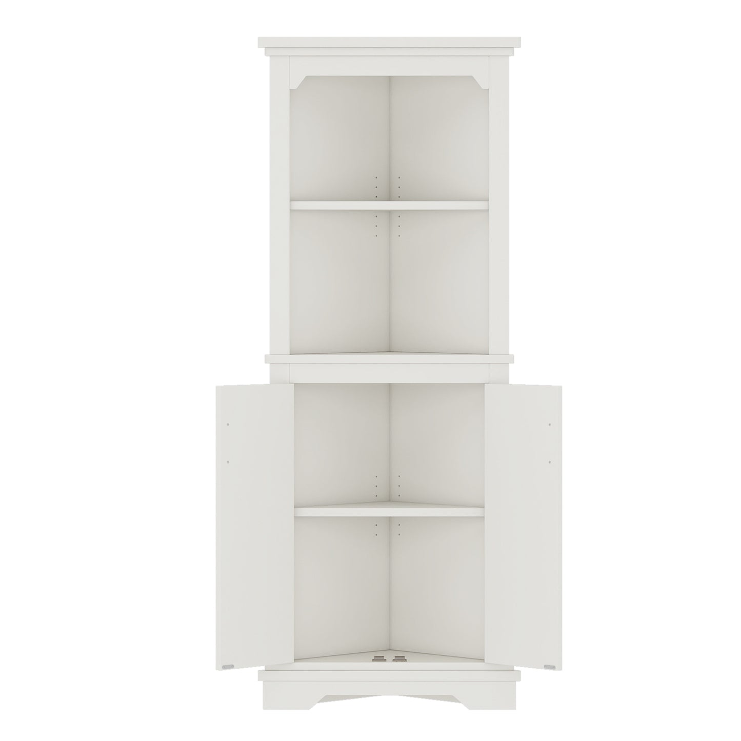 Tall Corner Cabinet With Doors For Living Room, Bathroom,Dining Room Or Kitchen,White