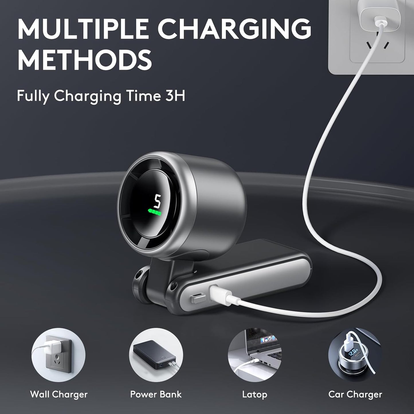 3 IN 1 Portable Handheld Turbo Fan, 5 Gear Wind,2500mAh Battery,World Cup USA Soccer Fan Portable Fan For Stadium Games