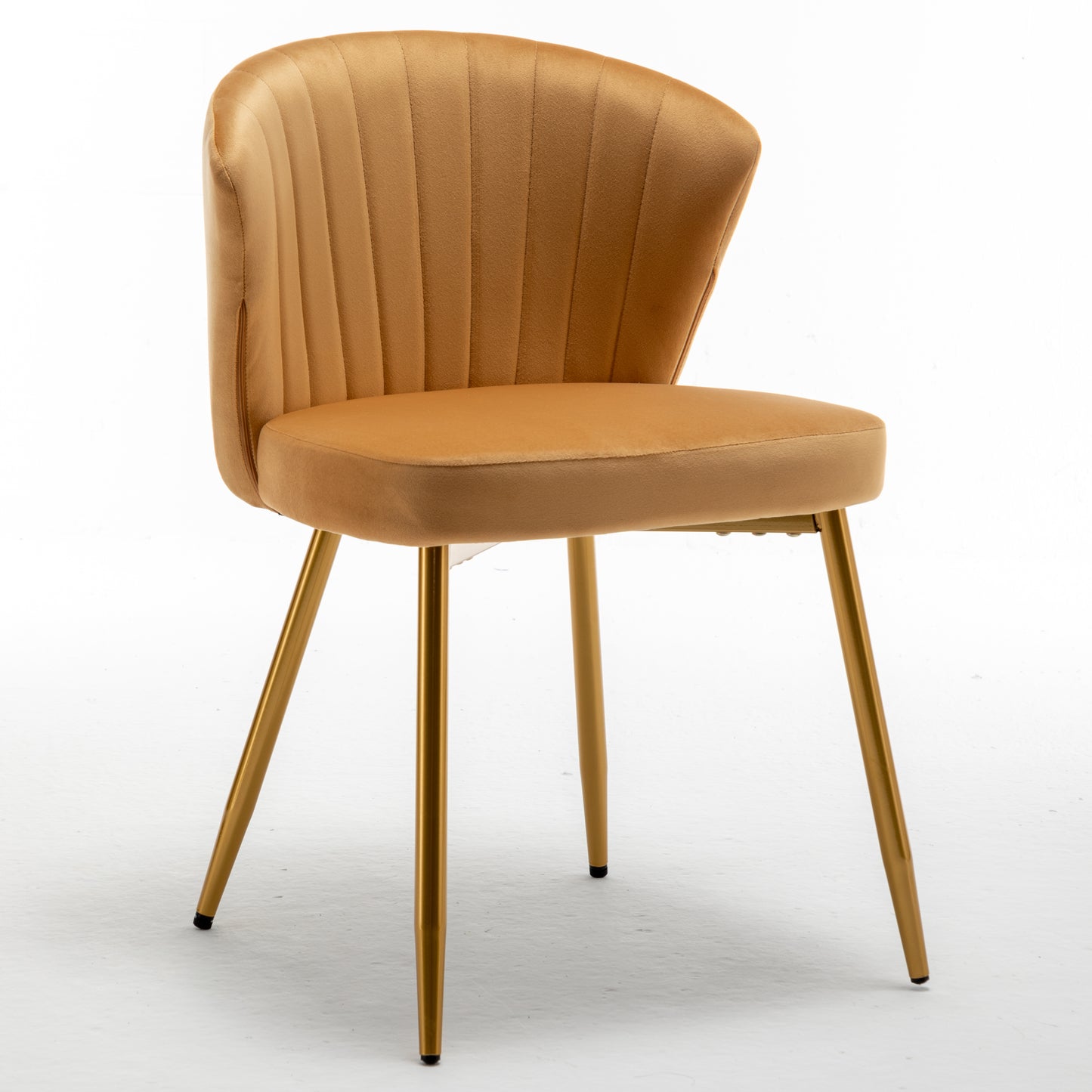 Modern Velvet Armless Accent Chair, Channel Tufted Dining Chair With Gold Metal Legs, Upholstered Side Chair For Living Room Bedroom Small Spaces