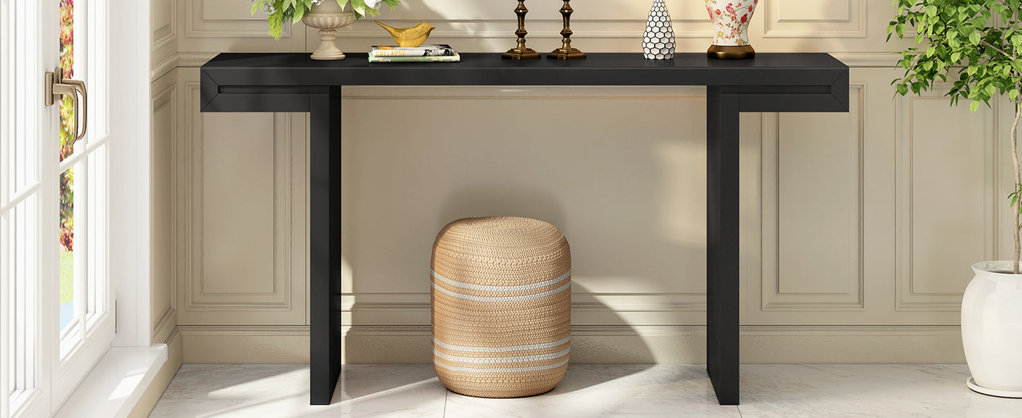 U- Style Large 60- Inch Console Table With Geometric Clean Lines Design Stylish Entryway Table With Painted Finish And Adjustable Feet Suitable For Living Room Entryway Hallway.