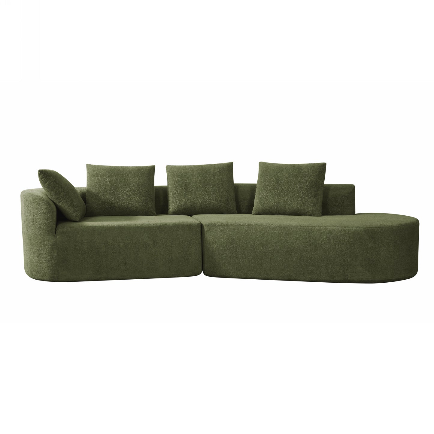 116  Modern Curved Sectional Sofa With High-Density Fully Compressed Sponge And Chaise Lounge, Pearl Upholstery, 2-Piece Set, Fully Assembled Right Hand Facing, Perfect For Living Room, Lounge