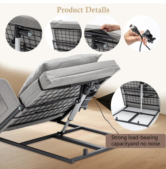 Electric Adjustable Bed Backrest With Safety Rails - 300 Lbs Capacity, 4-68 Lift Range, Machine Washable Cover - Ideal For Elderly, Pregnancy, Patient Care Mobility Assistance