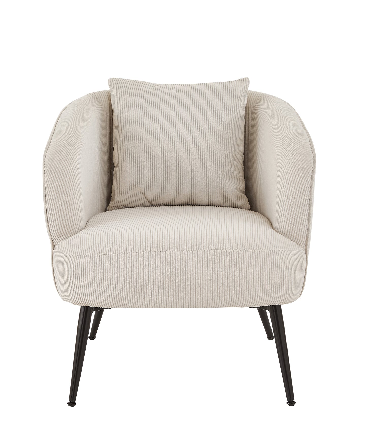 Velvet Accent Chair With Pillow, Modern Upholstered Armchair With Metal Legs, Comfy Barrel Chair For Living Room Bedroom
