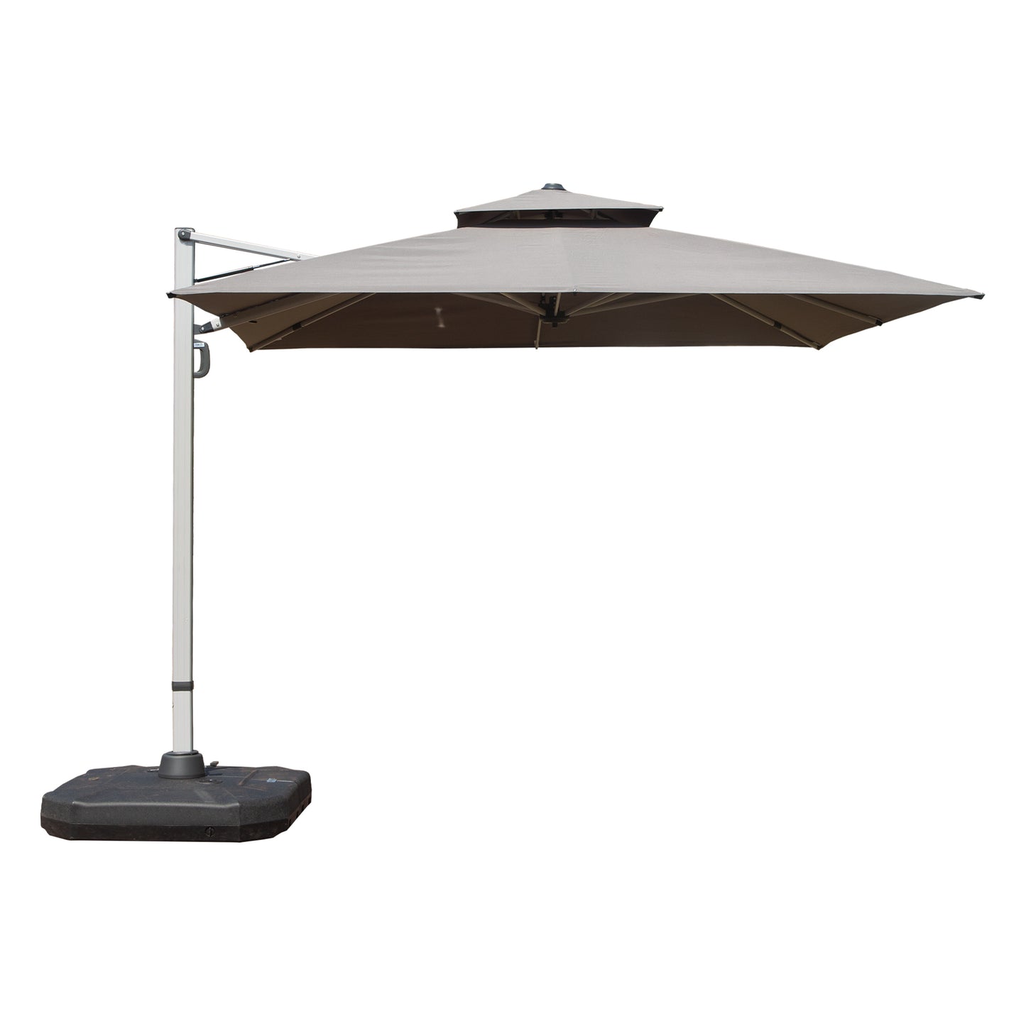 10 X10  Square Cantilever Umbrella With Center Pole, Gray  Base Not Included