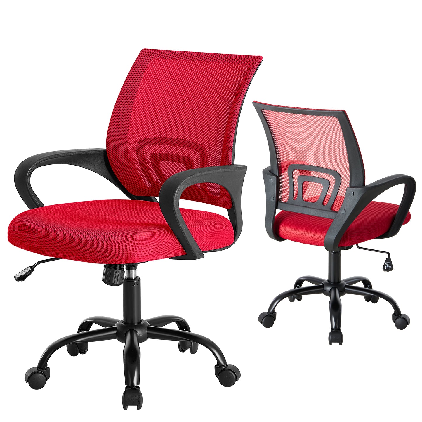 Office Desk And Chair - Equipped With Waist Support And Swivel Mode, Adjustable In Height, With Fixed Armrests, 360  Rotatable, 2 Sets