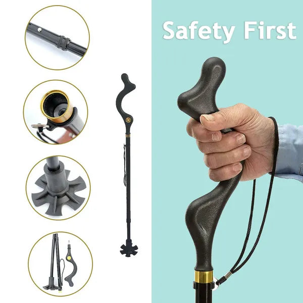 Posture Cane Adjustable Height Walking Stick Hiking Walking Aid Cane