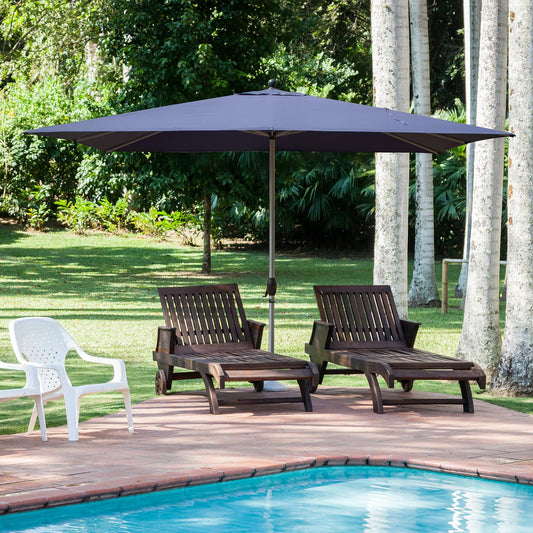 Rectangle Patio Umbrella With Crank Lift , Navy Blue  Base Not Included