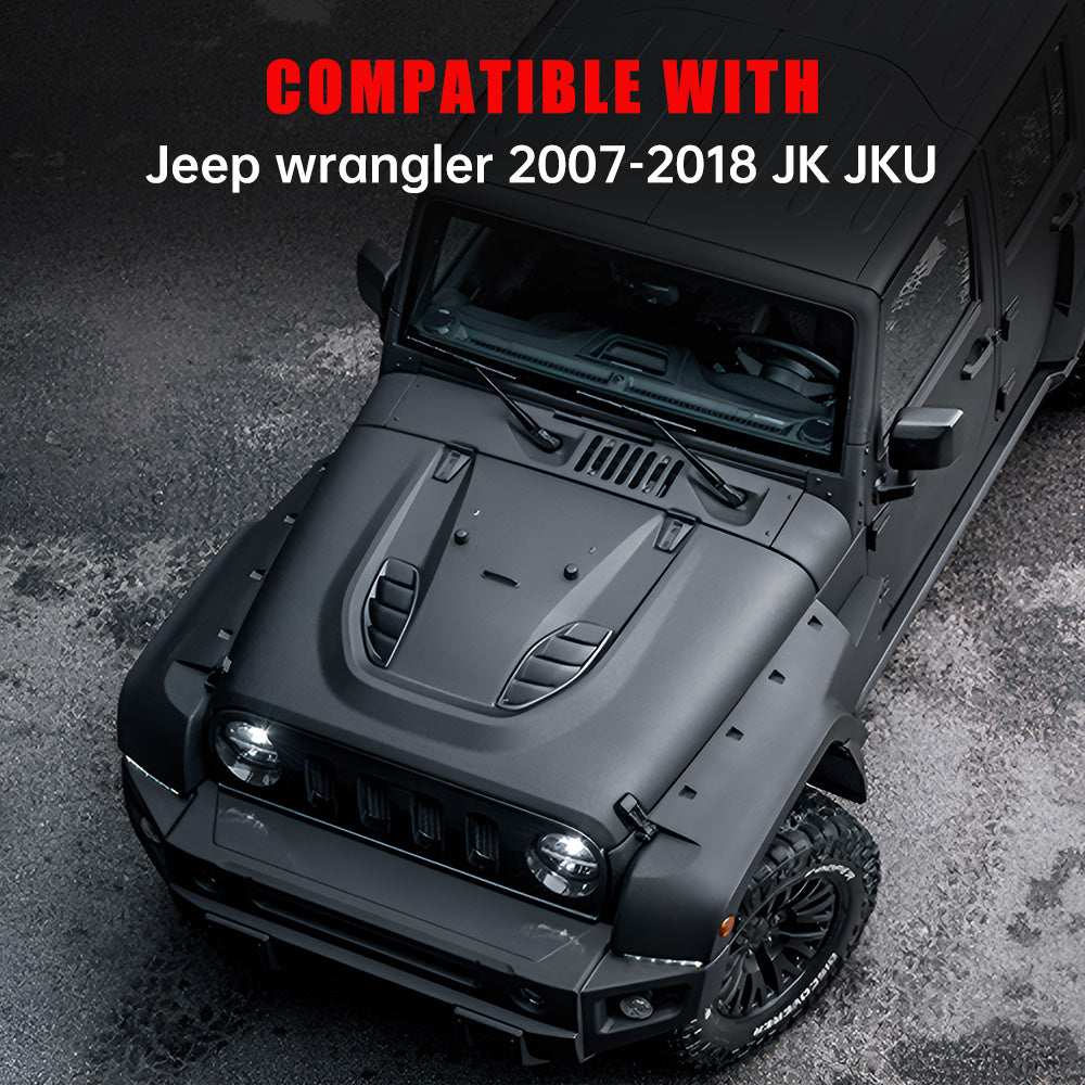 Vented Heat Dispersion Hood Compatible With  Wrangler JK JKU 2007-2017,10th Anniversary Edition Metal Replacement Hoods Accessory Black