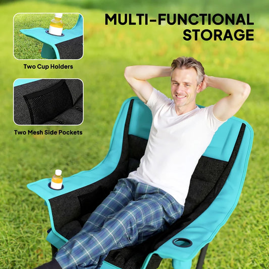 Camping Chair Tear-resistant Oxford Fabric For Adults Robust Metal, Portable Folding Camping Chair With Side Pockets, Cup Holders, Carry Bag