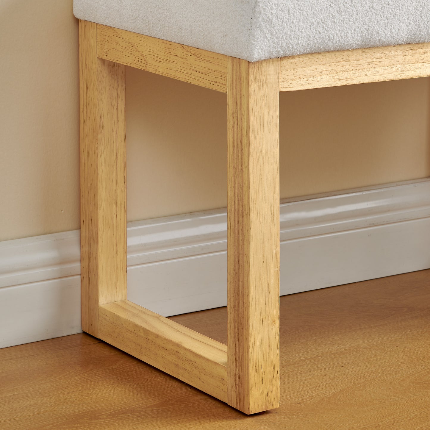 Shoe-changing Bench, A Shoe-changing Bench With A Wooden Frame And A Soft Cushioned Seat, Can Be Placed Freely And Is Suitable For Small Spaces Without Taking Up Much Space - Beige