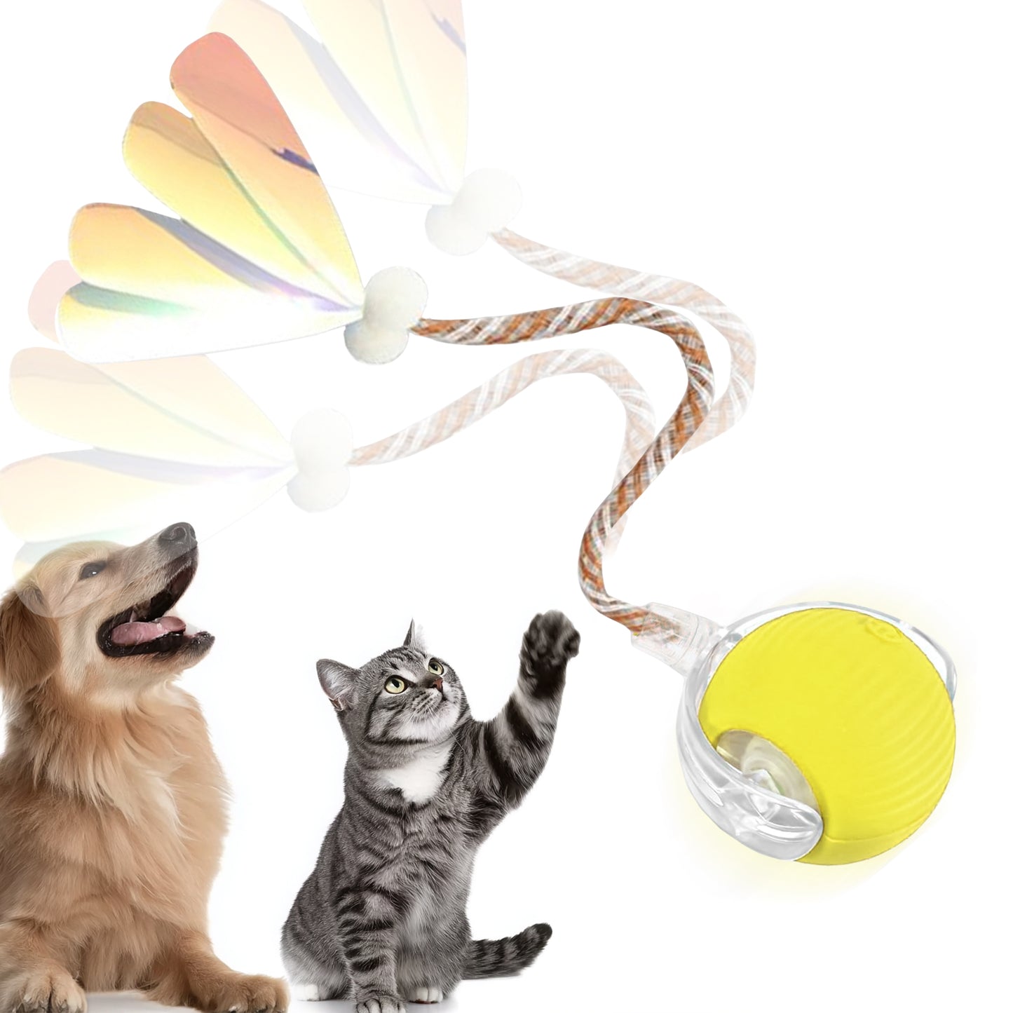 Interactive Toys Ball For Cats, Dog,Agile Moving Cat Ball With ElasticMesh Tail