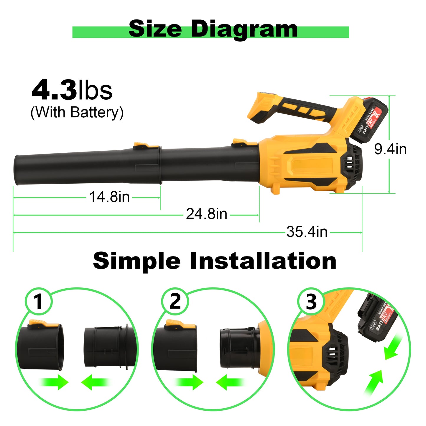 Leaf Blower Cordless  Upgraded  - 21V Powerful Electric Cordless Leaf Blower With 1 X 4.0Ah Batteries & Charger, Battery Powered Leaf Blower Is Suitable For Lawn Care, Patio, Patio, Dust Snow
