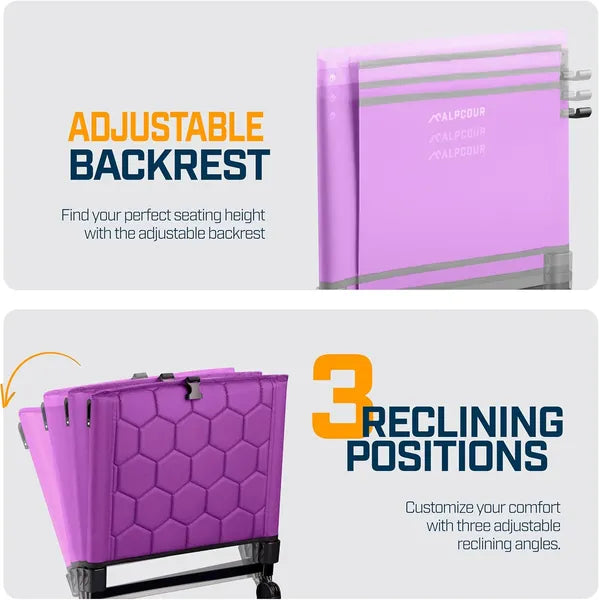 Alpcour Folding Reclining Stadium Seat With Back Support For Bleachers