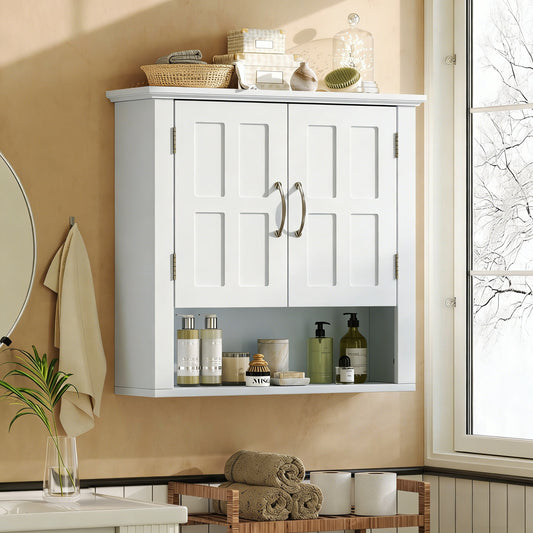 Bathroom Wall Storage Cabinet, Multi -functional Wall Mounted Cabinet With Adjustable Shelves, Medicine Cabinet For Laundry Room & Kitchen & Living Room, White