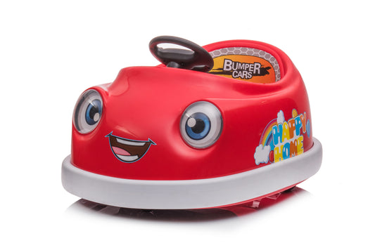 Bumper Car For Kids, 12v Dual Drive 1-6 Years Old Children's Electric Car With Pushrod Dinner Plate USB BT Music Rocking Horse Mode Anti-Collision Bumper Ride On Car