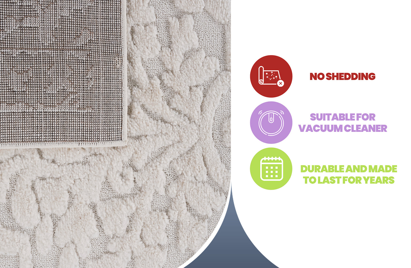 Step Collection High-Low Medallion Cream Cream Indoor Area Rug, 6'7''x9', Modern, Contemporary, Geometric, Bohemian, Bedroom, Kitchen, Living Room, Non Shedding Carpet