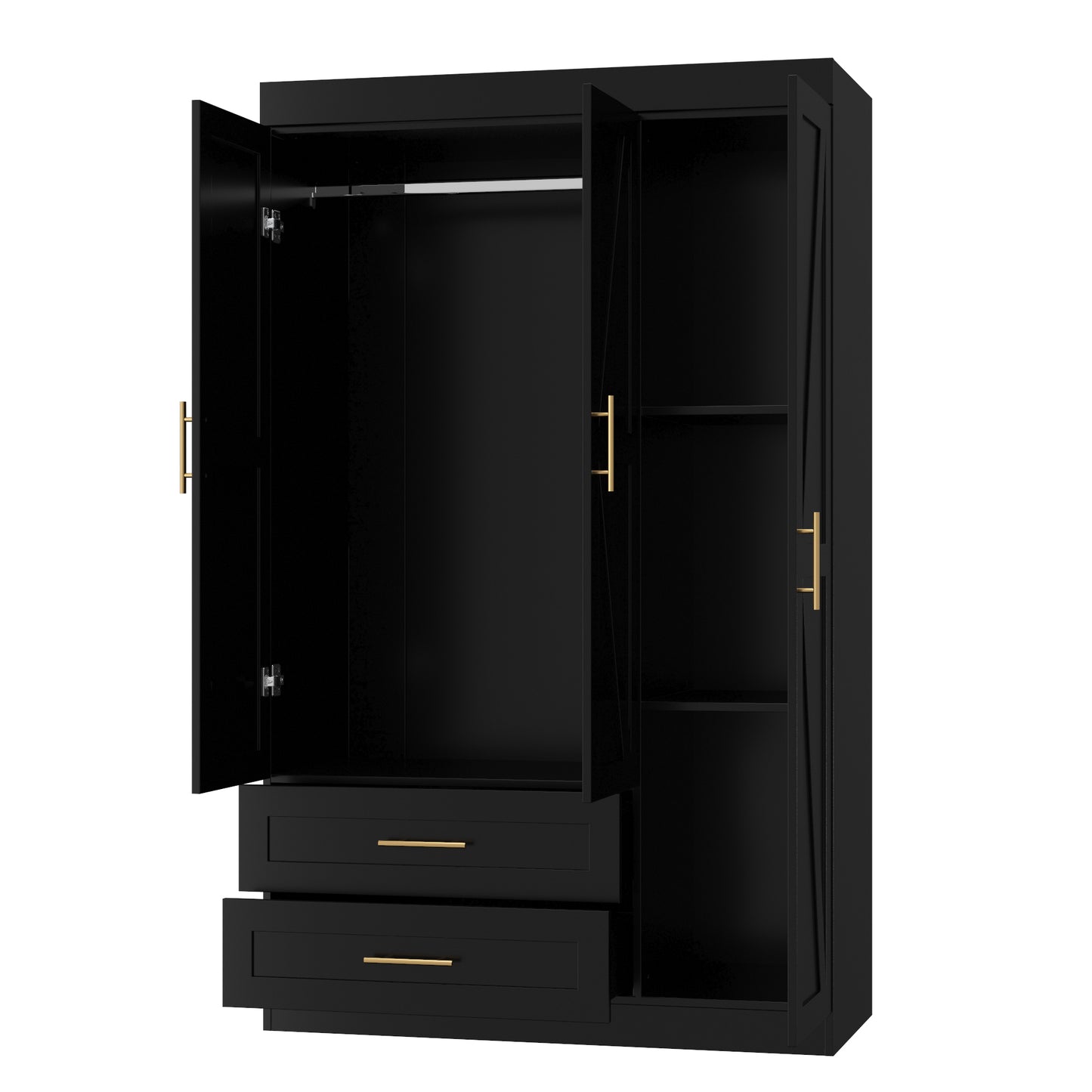 Shaker Style Classic Three-Door Wardrobe, Wood Bedroom Armoire With Hanging Rod And Shelves, Spacious Storage Closet, Modern Farmhouse Design