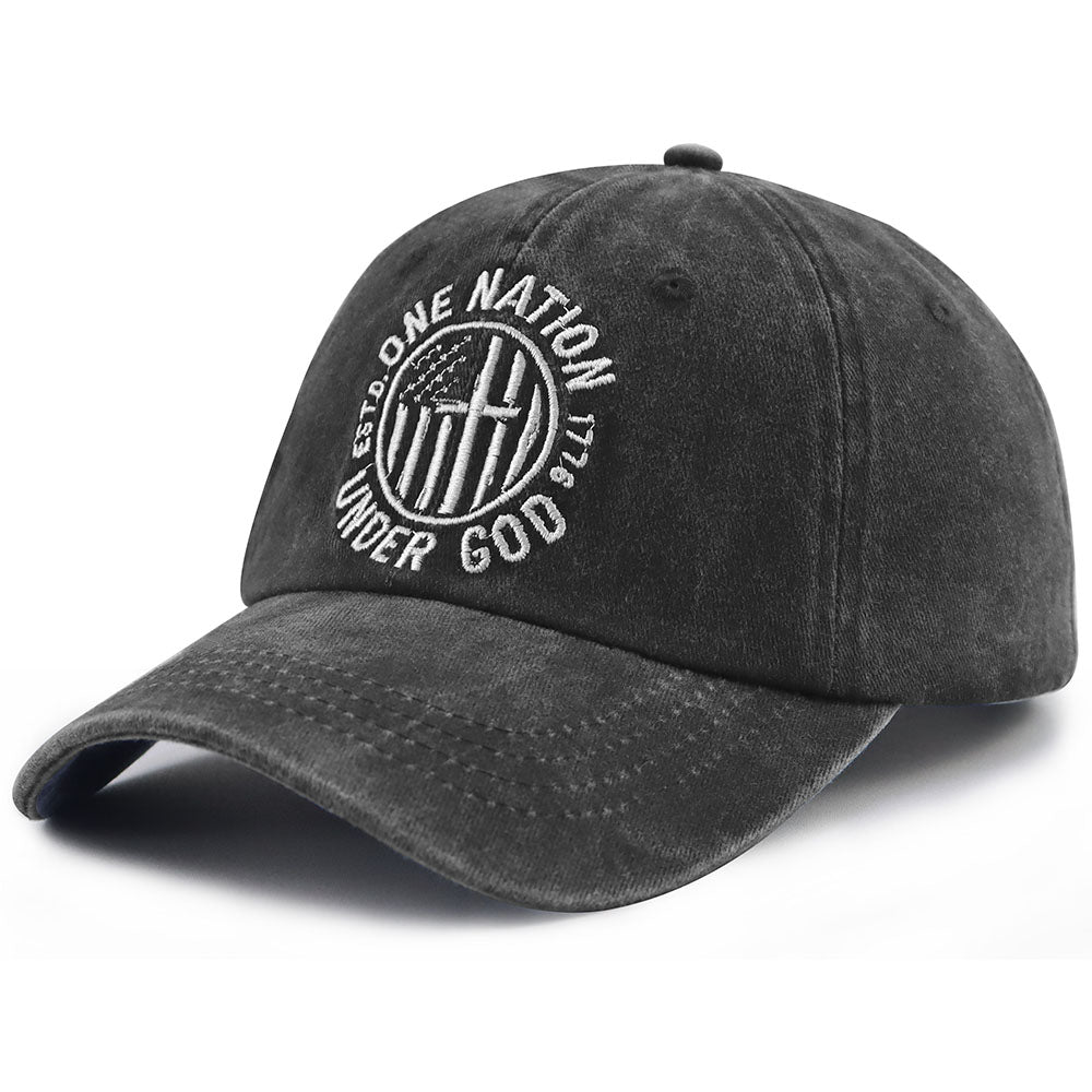 One Nation Under God Baseball Cap For Women Men, Adjustable Embroidered Wash Cotton Baseball Cap