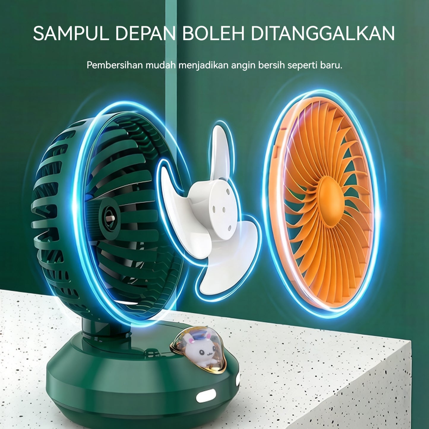 Shaking Head Fan White Li-On Rechargeable