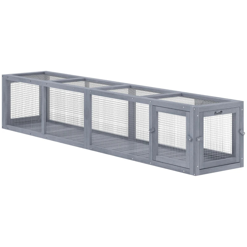 PawHut Wooden Cat Run With Weather Protection, Connecting Inside And Outside, Dark Gray