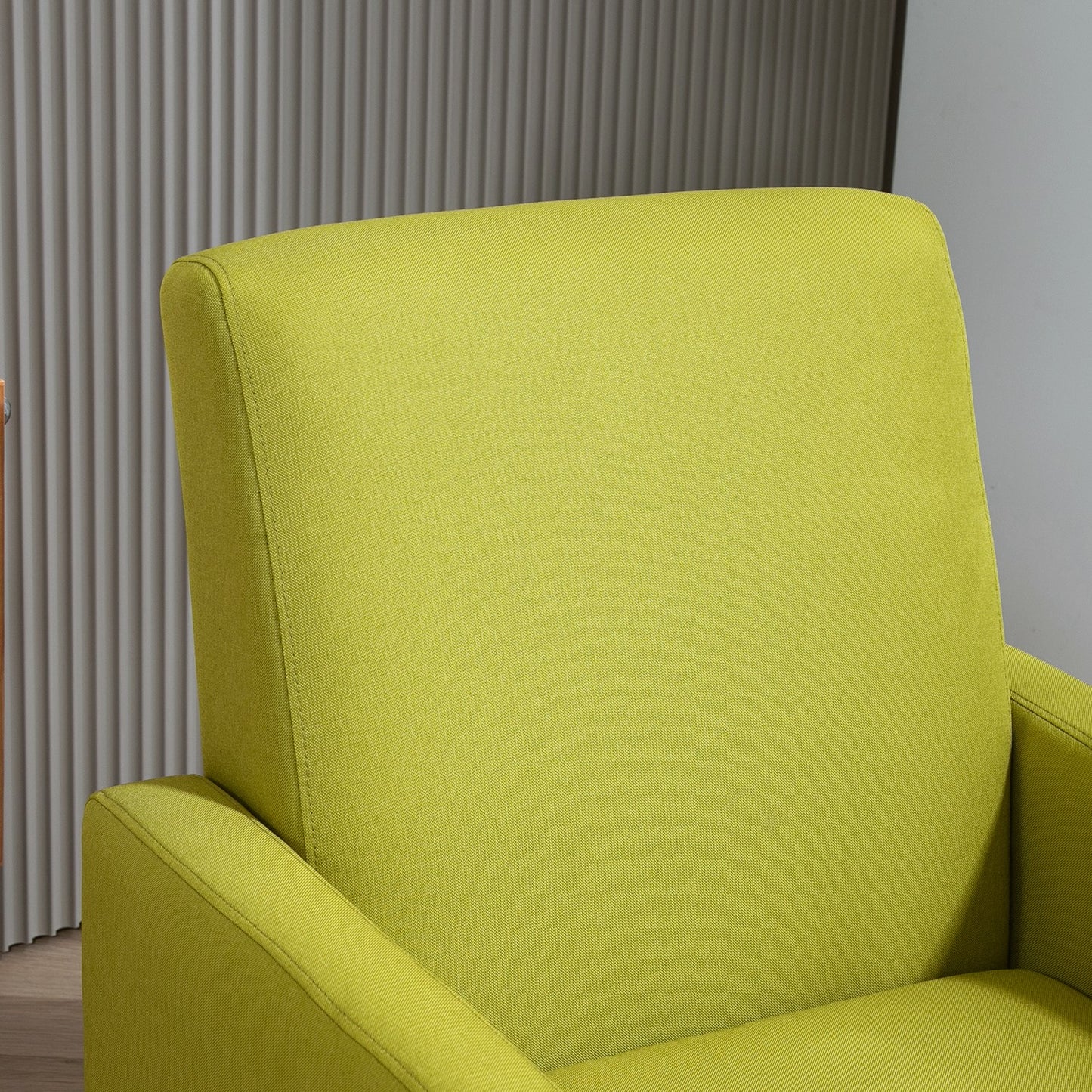 Faux Linen Upholstered Accent Chair, Modern Armchair With Solid Wood Frame, Single Sofa Chair For Living Room Bedroom