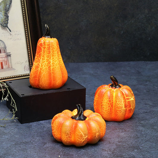 LED Halloween Pumpkin Lantern Resin Pumpkin Lamp Multiple Shapes Halloween Dress Up Props