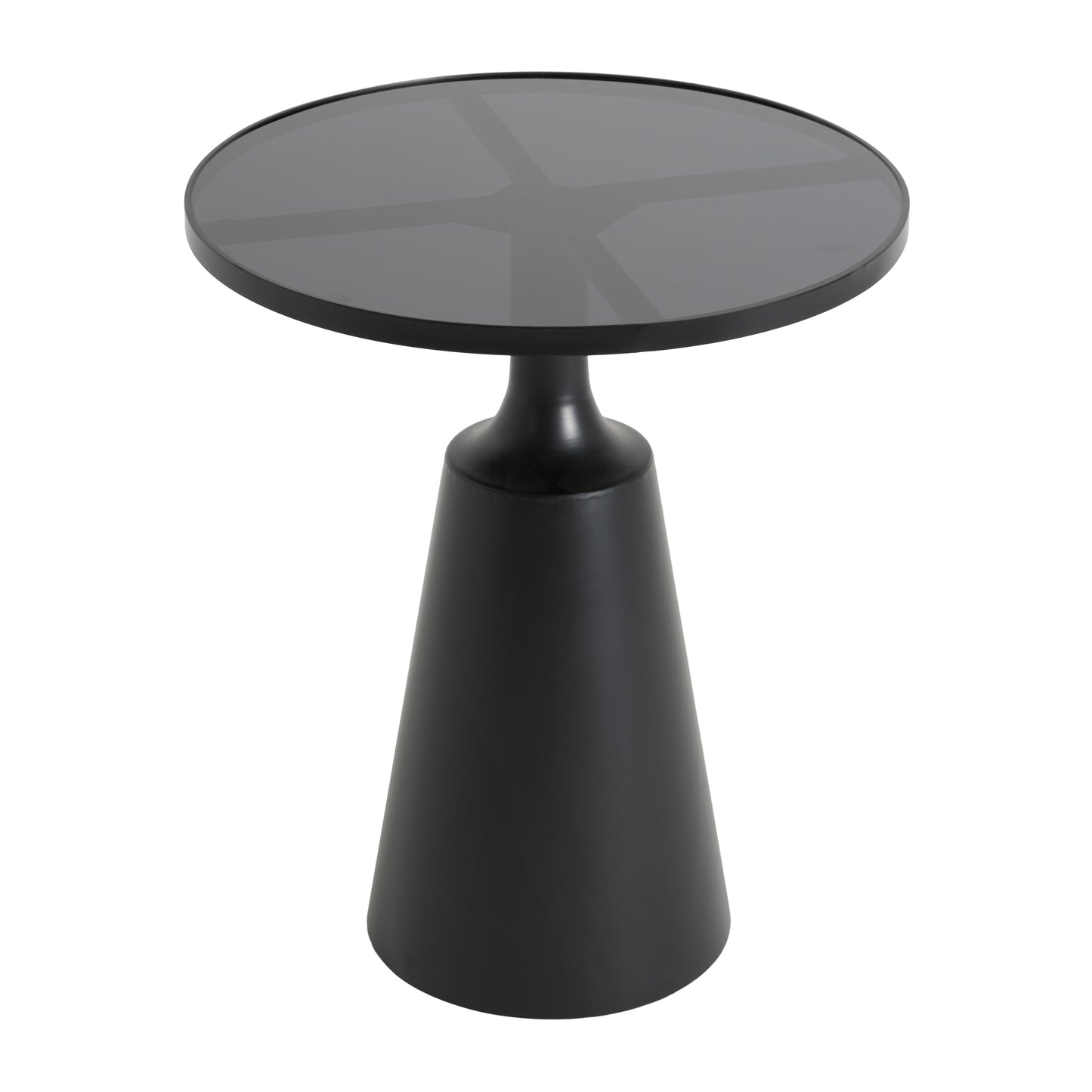 Modern Black Iron Side Table With Round Glass Top - 20  Diameter, 24.25  H, 75 Lbs Capacity - Assembly-Free Accent Table For Living Room, Bedroom, Or Office