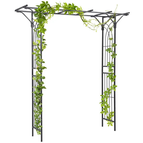 Garden Trellis Arch 82inch Steel Elegant Scrollwork For Weddings & Gardens Brown