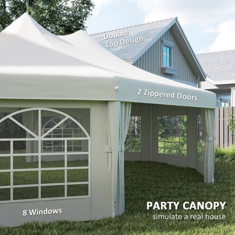 29' X 21' Canopy Party Event Tent With 2 Pull-Back Doors, White,For Multiple Packages Of Goods, Please Pay Attention To The Details, Dimensions, And Weight.