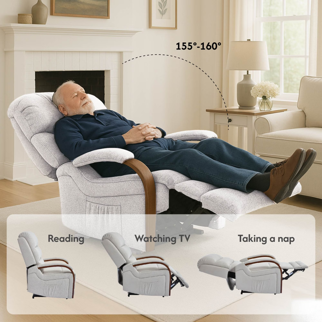Power Lift Recliner Chair With Massage & Heat For Elderly, Dual Motor Electric Lift Recliner, Egyptian Velvet Fabric Upholstery, Side Pockets, Beige