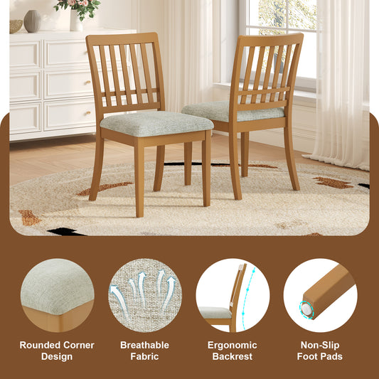 2-Piece Modern Scandinavian Dining Chairs, Curved Wood Backrest With Gray Fabric Seat, Finish For Dining Room And Apartment, Easy To Assembly -LIGHT BROWN
