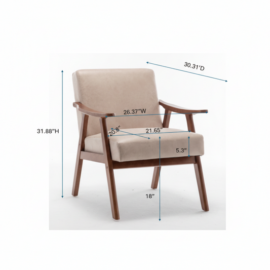 Accent Chair With Microfiber Upholstery And Solid Wood Frame, Classic Mid-Century Modern Living Room Furniture For Extra Seating, Light Camel