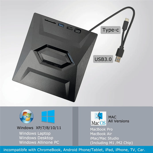 External CD DVD Drive USB 3.0 Writer Burner Player For PC Laptop Windows 11 10