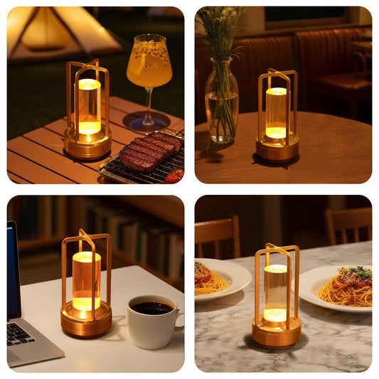 2pcs Portable Touch Control Table Lamp With 5000mAh Battery, 3-Color Stepless Dimming Cordless LED Light For Bedroom Camping Restaurant Bar Indoo