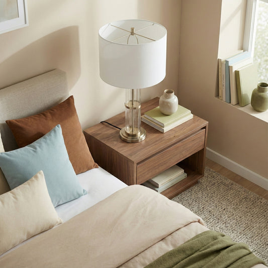 Echo Brushed Nickel Table Lamp With On Off Switch Clear Glass Body  Metal Base