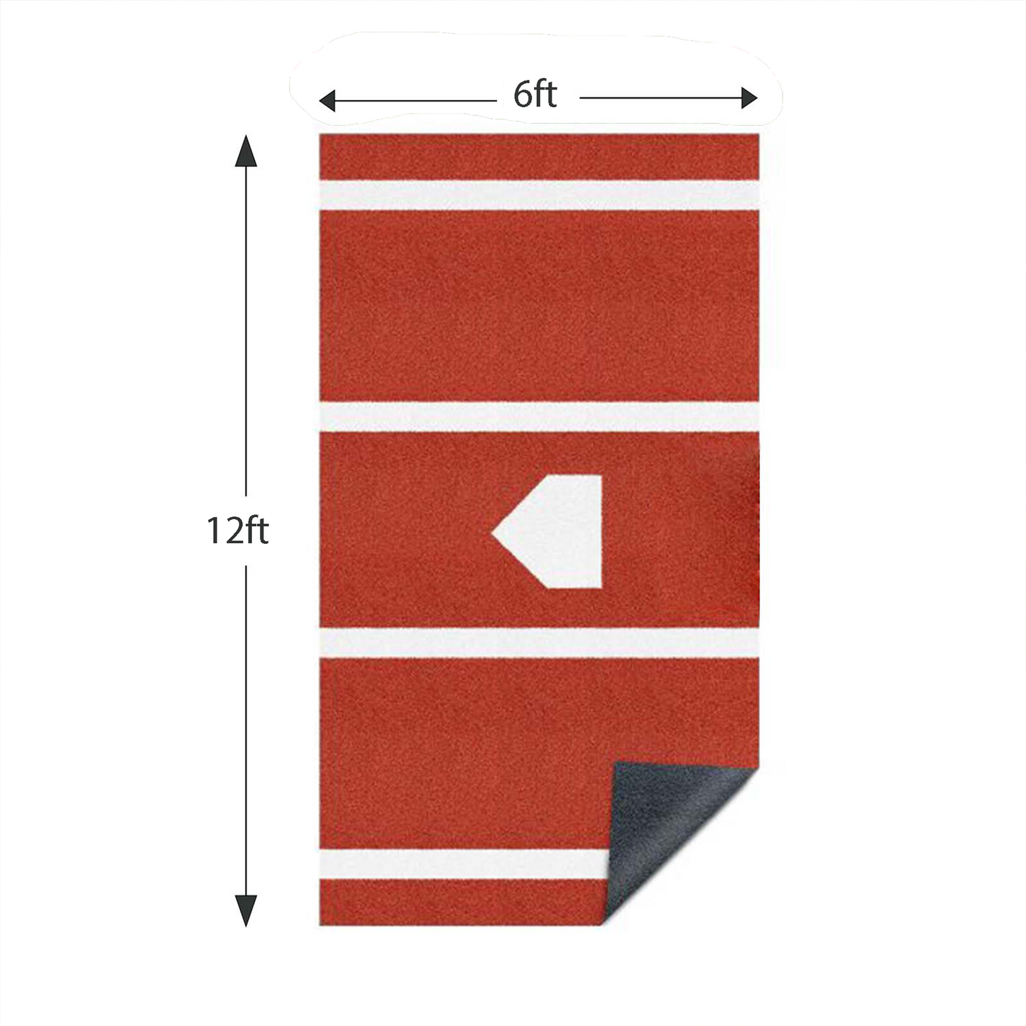 Premium Baseball Batting Mat 12 X 6 Ft Indoor Outdoor Portable Baseball Softball Hitting Mat, Non-slip Rubber Bottom Batting Cage Mat With Home Plate For Batter, Pitcher And Catcher Training