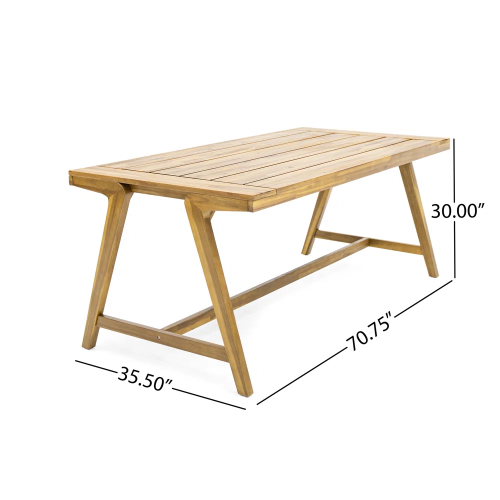 Modern Outdoor Dining Table, Acacia Wood Patio Table With Teak Finish - Weather-Resistant Garden, Poolside Deck Dining Set For 4-6 People